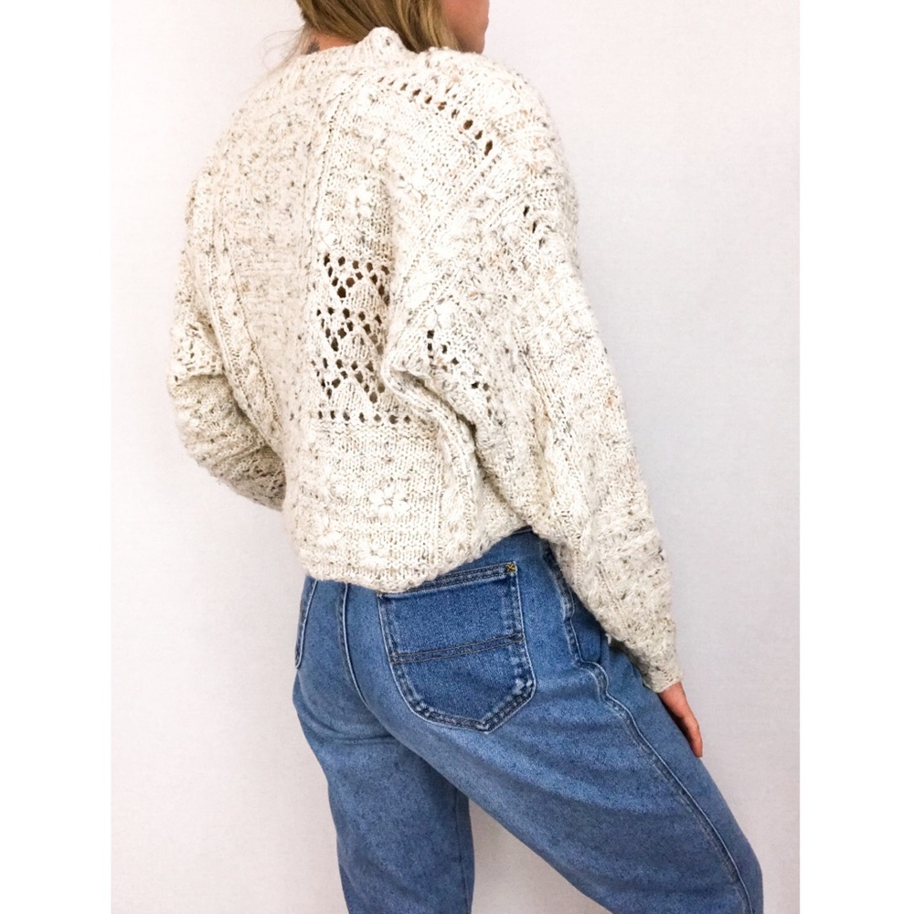 Vintage Express Hand-Knit Sweater in Taupe | Size M - Picture 7 of 11